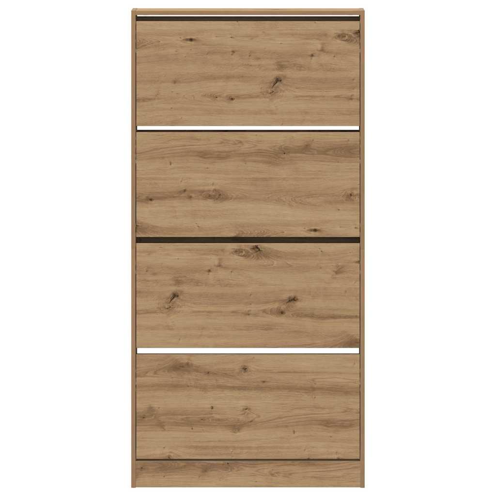 Schuhschrank mit 4 Klappen Sonoma-Eiche 80x21x163,5 cm