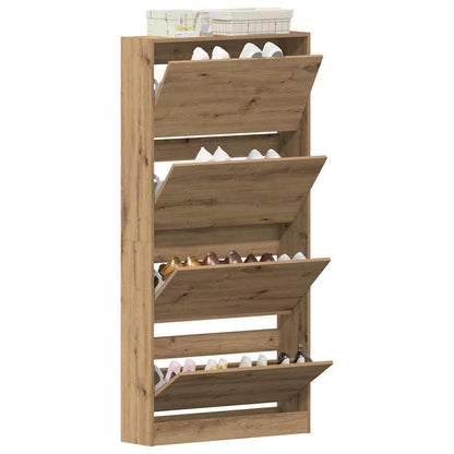 Schuhschrank mit 4 Klappen Sonoma-Eiche 80x21x163,5 cm