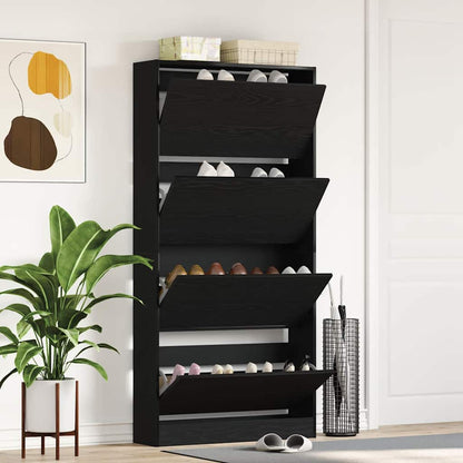 Schuhschrank mit 4 Klappen Sonoma-Eiche 80x21x163,5 cm