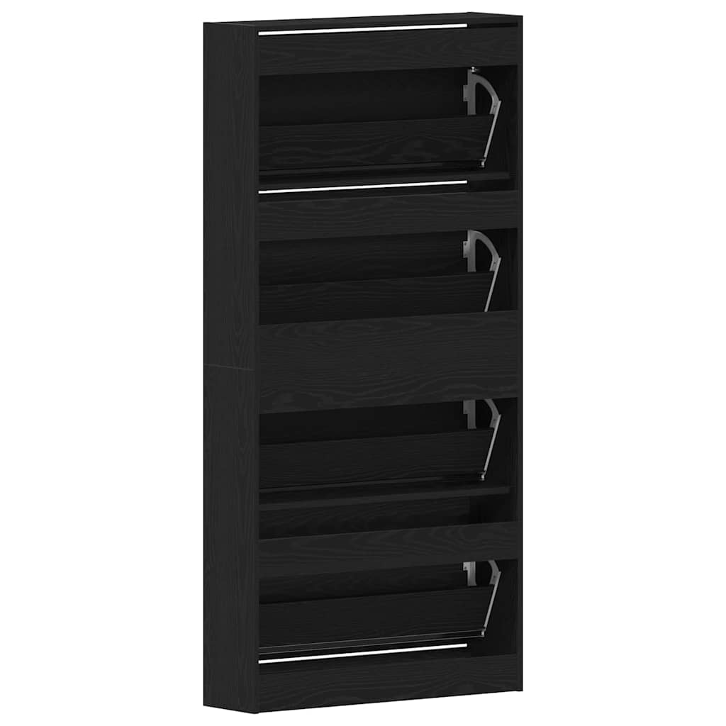 Schuhschrank mit 4 Klappen Sonoma-Eiche 80x21x163,5 cm