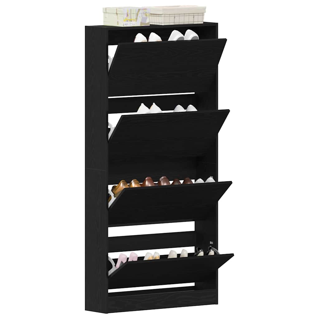 Schuhschrank mit 4 Klappen Sonoma-Eiche 80x21x163,5 cm
