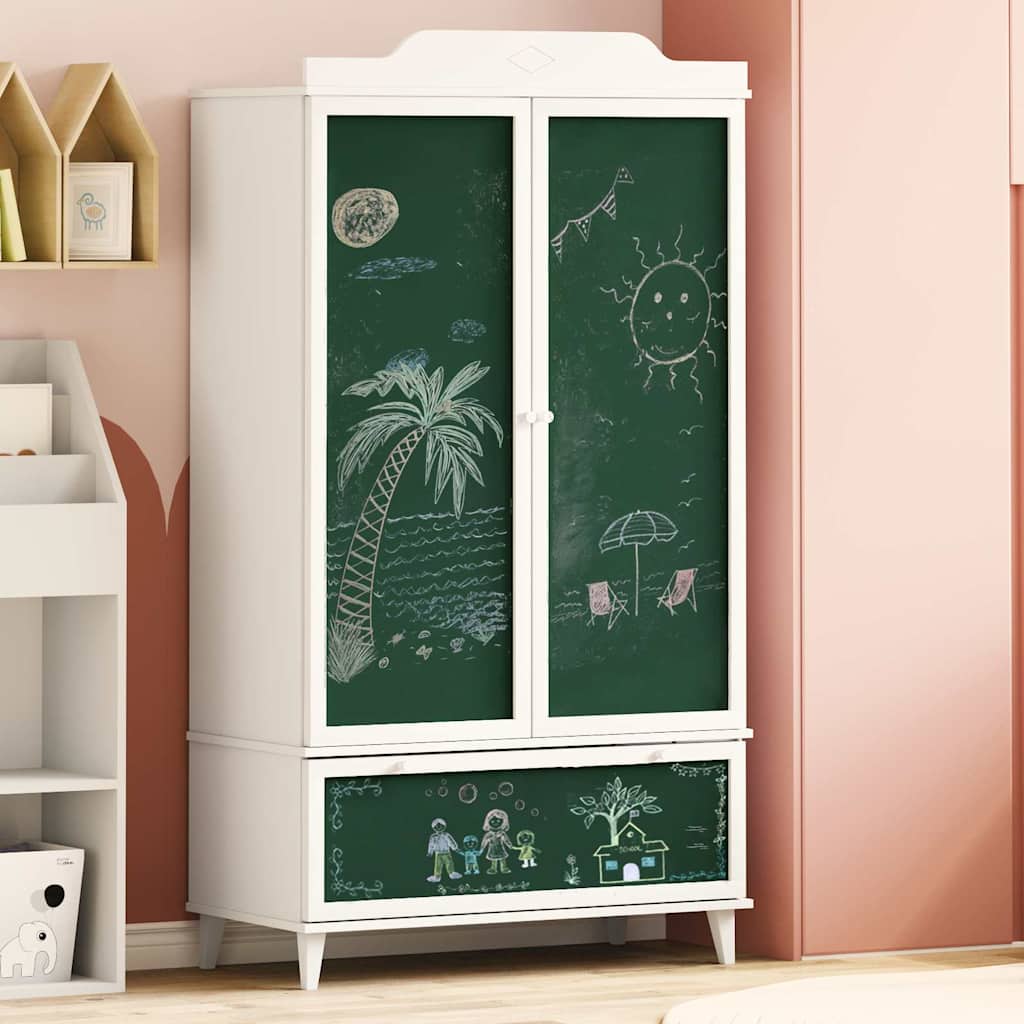 Kreidetafel Kleiderschrank ROROS Grau und Weiß 90 x 45 x 165 cm
