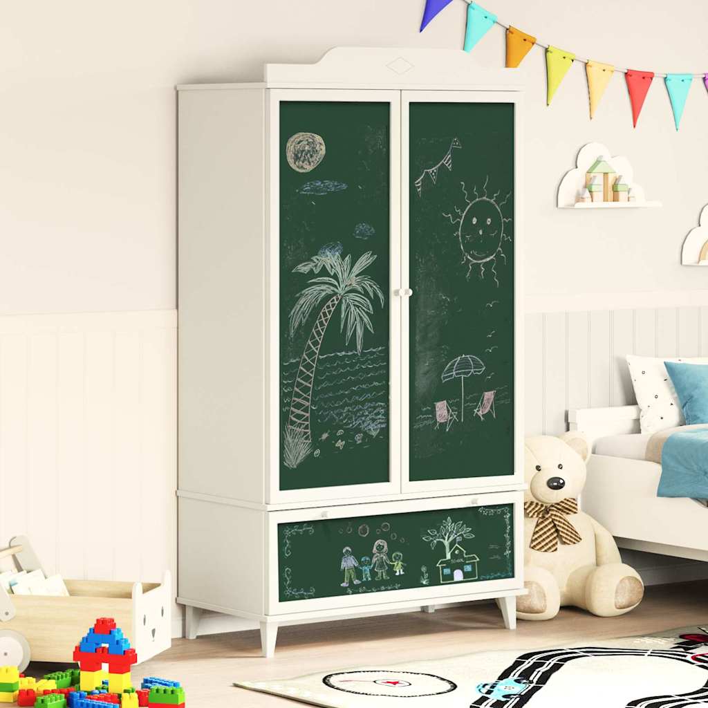 Kreidetafel Kleiderschrank ROROS Grau und Weiß 90 x 45 x 165 cm