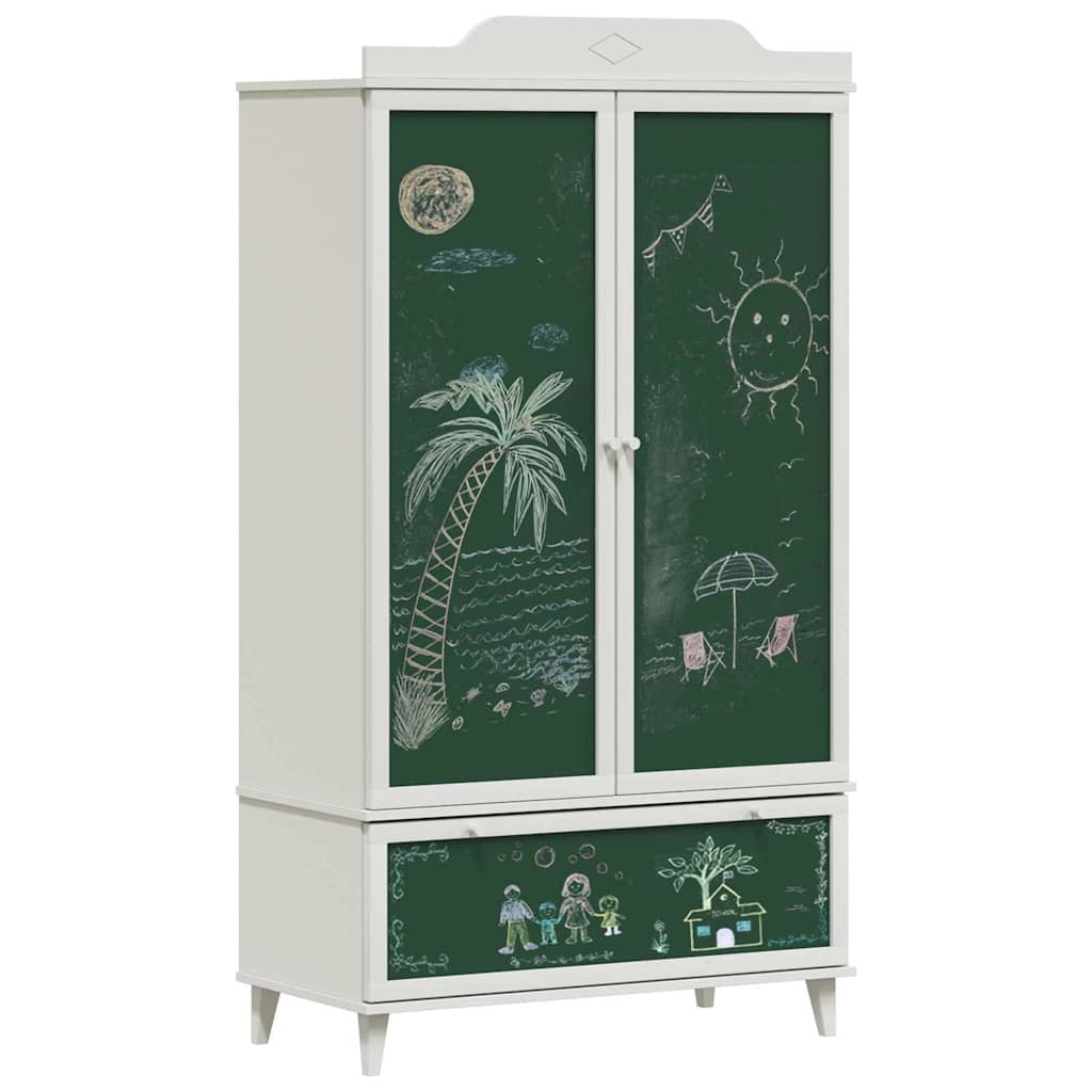 Kreidetafel Kleiderschrank ROROS Grau und Weiß 90 x 45 x 165 cm
