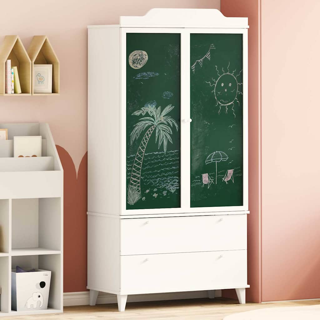 Kreidetafel Kleiderschrank ROROS Grau und Weiß 90 x 45 x 180 cm