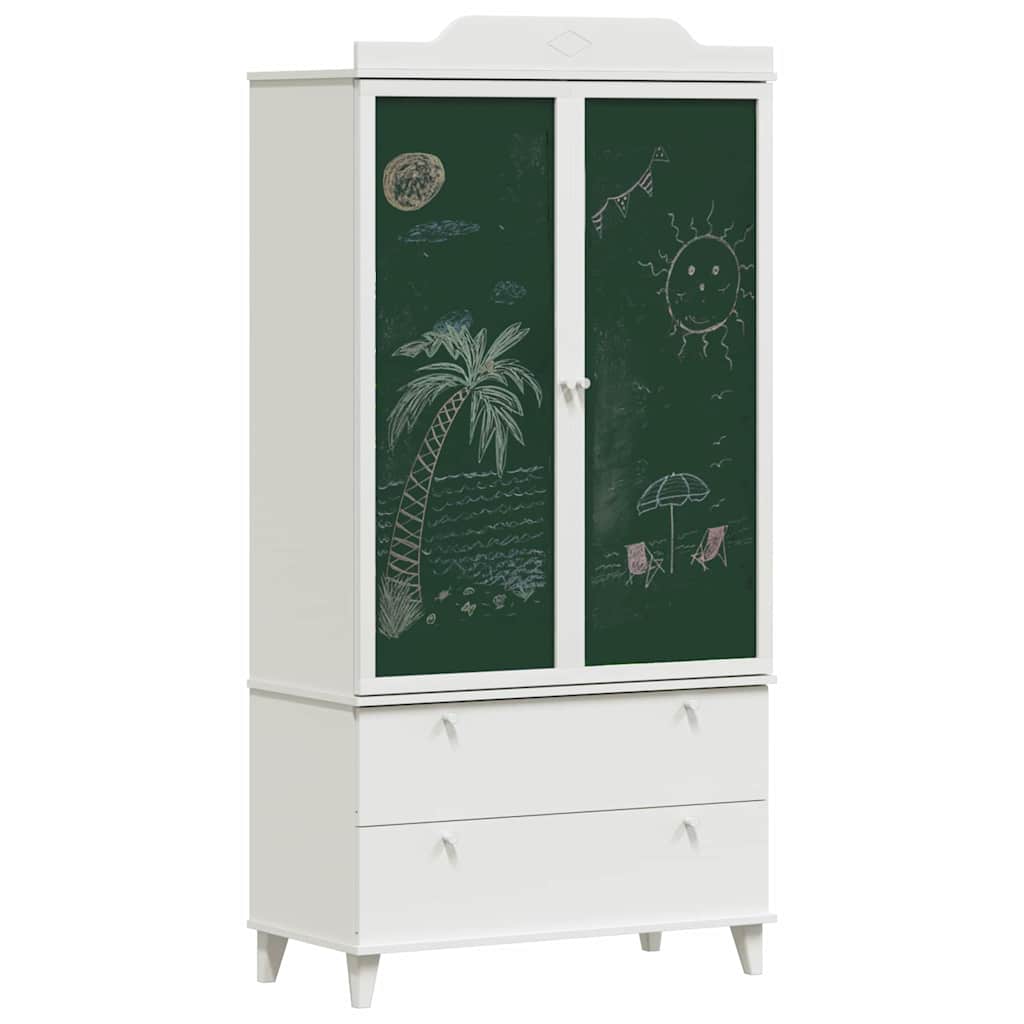 Kreidetafel Kleiderschrank ROROS Grau und Weiß 90 x 45 x 180 cm