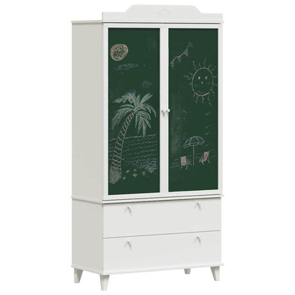 Kreidetafel Kleiderschrank ROROS Grau und Weiß 90 x 45 x 180 cm