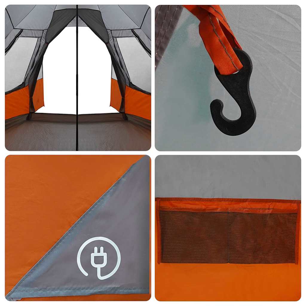 Teepee Zelt für 5 Personen Grau und Orange 545 x 450 x 295 cm