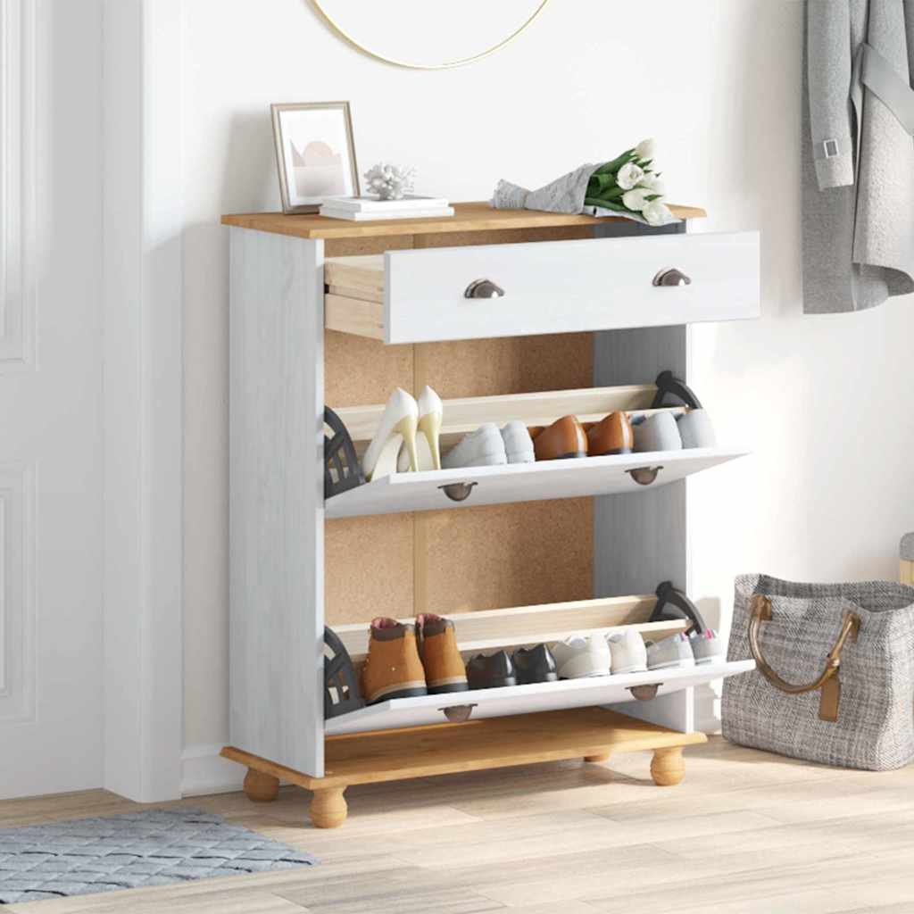 Schuhschrank Askim 85 X 35 X 108 Cm Massives Kiefernholz