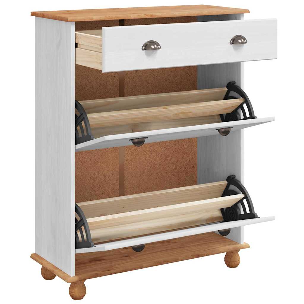 Schuhschrank Askim 85 X 35 X 108 Cm Massives Kiefernholz