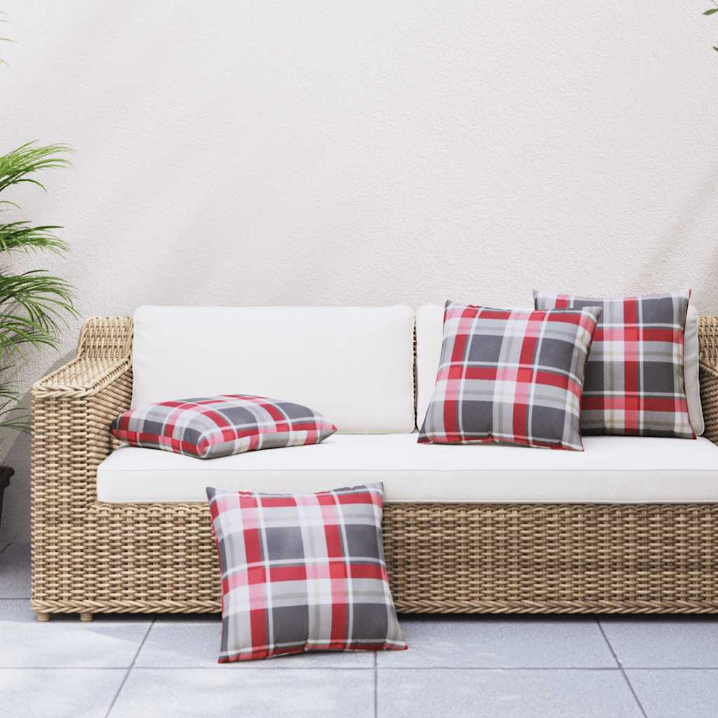 Sofakissen 4 Stk. Rot Karomuster 50x50 cm Stoff