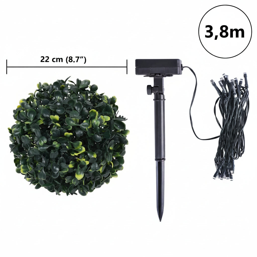 vidaXL Künstliche Buchsbaumkugeln mit LED-Leuchten 2 Stk. Grün 22 cm