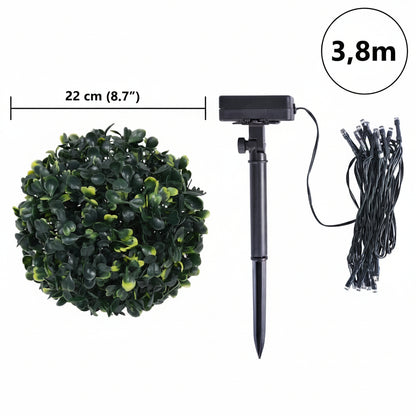 vidaXL Künstliche Buchsbaumkugeln mit LED-Leuchten 2 Stk. Grün 22 cm