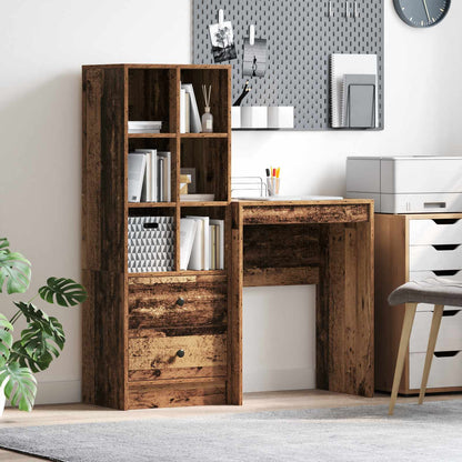 Schreibtisch Mit Schubladen Mit Regal 2 Pcs Graues Sonoma