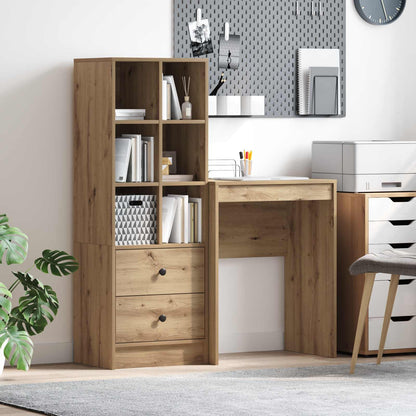 Schreibtisch Mit Schubladen Mit Regal 2 Pcs Graues Sonoma