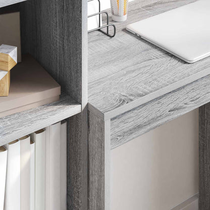 Schreibtisch Mit Schubladen Mit Regal 2 Pcs Graues Sonoma