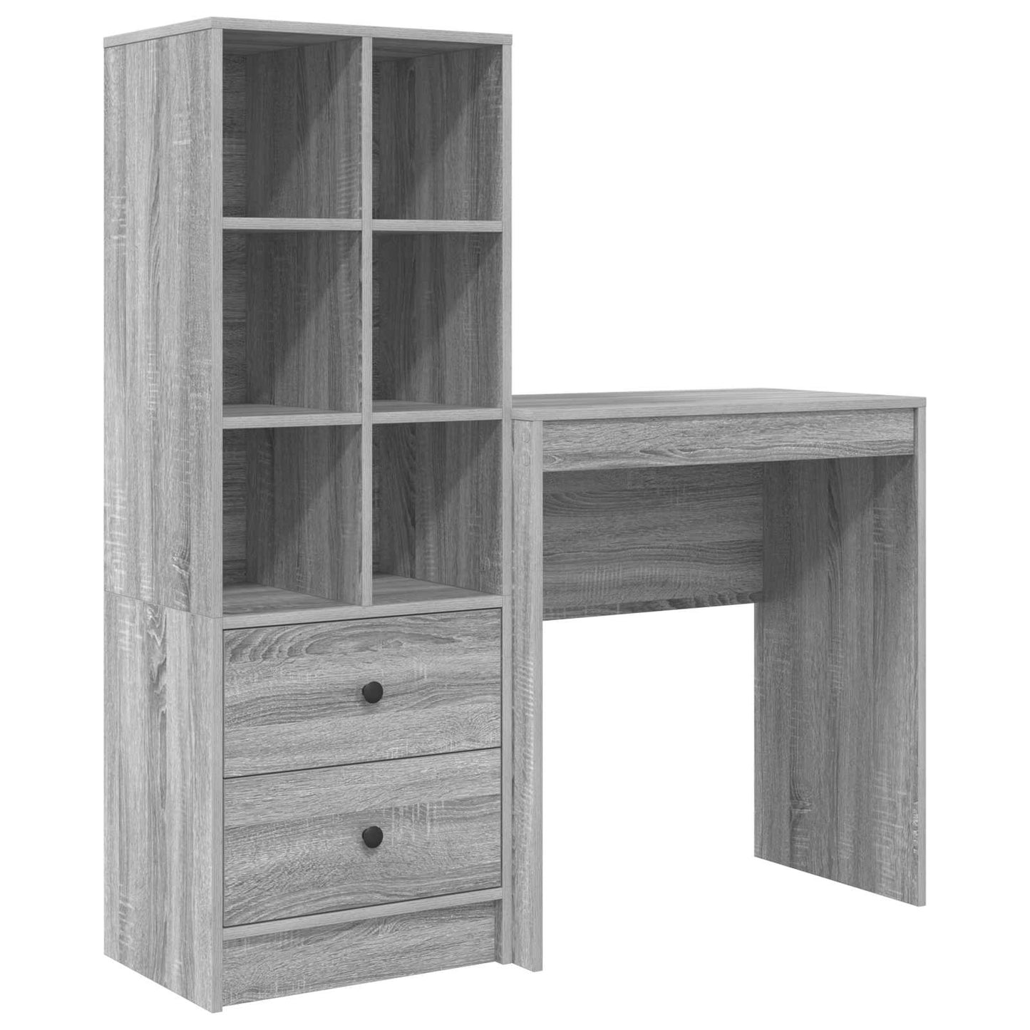 Schreibtisch Mit Schubladen Mit Regal 2 Pcs Graues Sonoma