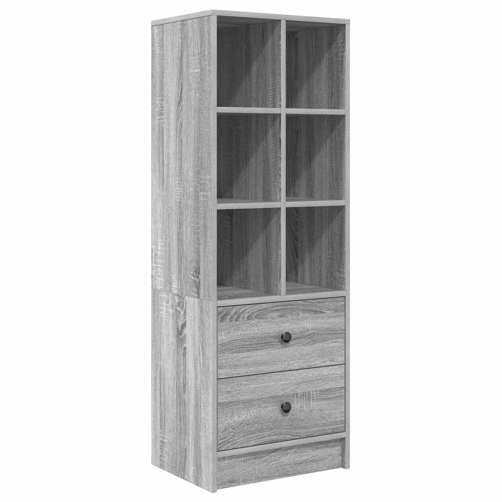 Schreibtisch Mit Schubladen Mit Regal 2 Pcs Graues Sonoma