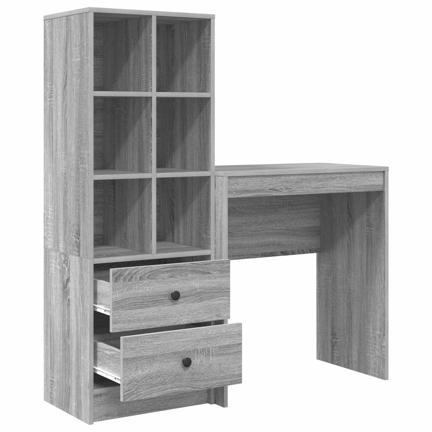 Schreibtisch Mit Schubladen Mit Regal 2 Pcs Graues Sonoma