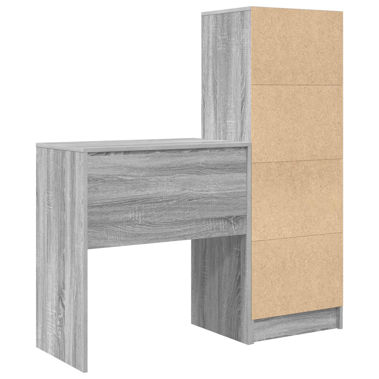 Schreibtisch Mit Schubladen Mit Regal 2 Pcs Graues Sonoma
