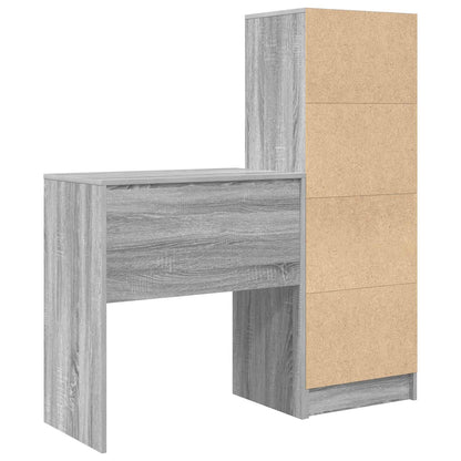 Schreibtisch Mit Schubladen Mit Regal 2 Pcs Graues Sonoma