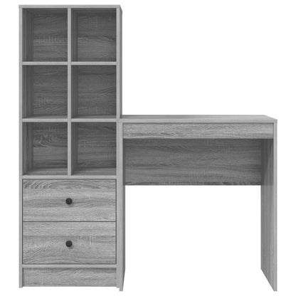 Schreibtisch Mit Schubladen Mit Regal 2 Pcs Graues Sonoma