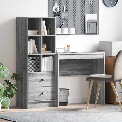Schreibtisch Mit Schubladen Mit Regal 2 Pcs Graues Sonoma