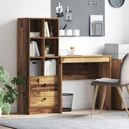 Schreibtisch Mit Schubladen Mit Regal 2 Pcs Graues Sonoma