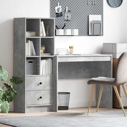 Schreibtisch Mit Schubladen Mit Regal 2 Pcs Graues Sonoma