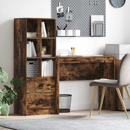 Schreibtisch Mit Schubladen Mit Regal 2 Pcs Graues Sonoma