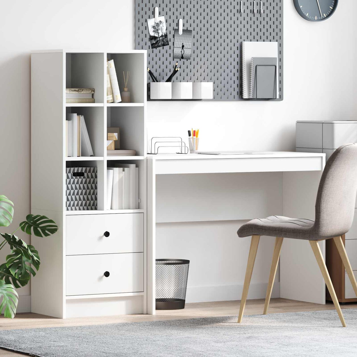 Schreibtisch Mit Schubladen Mit Regal 2 Pcs Graues Sonoma