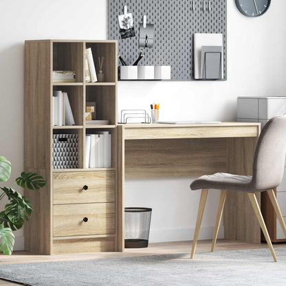 Schreibtisch Mit Schubladen Mit Regal 2 Pcs Graues Sonoma
