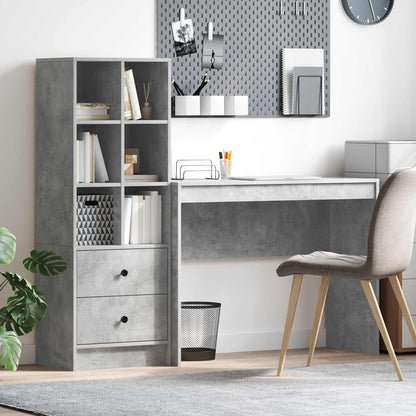 Schreibtisch Mit Schubladen Mit Regal 2 Pcs Graues Sonoma