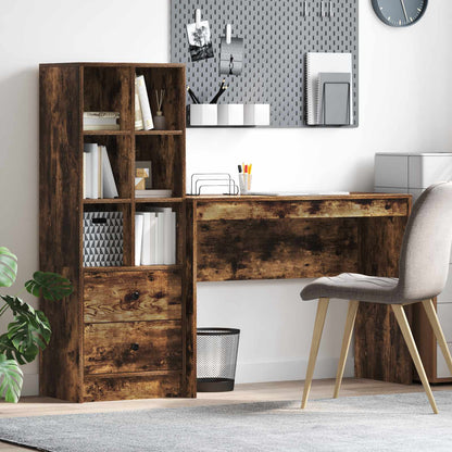 Schreibtisch Mit Schubladen Mit Regal 2 Pcs Graues Sonoma