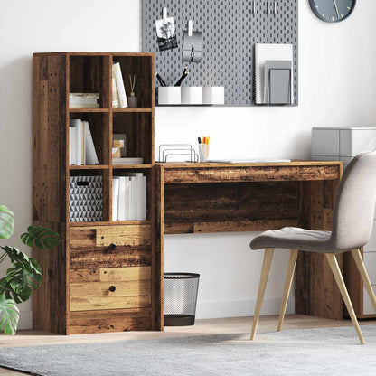 Schreibtisch Mit Schubladen Mit Regal 2 Pcs Graues Sonoma