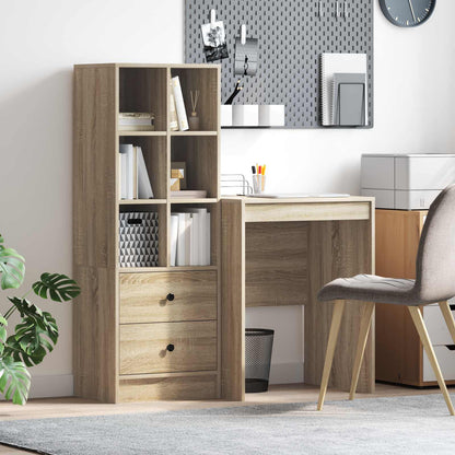 Schreibtisch Mit Schubladen Mit Regal 2 Pcs Graues Sonoma