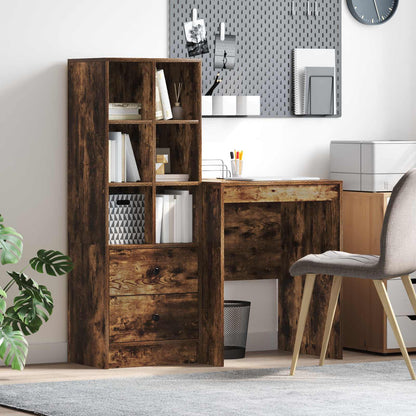 Schreibtisch Mit Schubladen Mit Regal 2 Pcs Graues Sonoma
