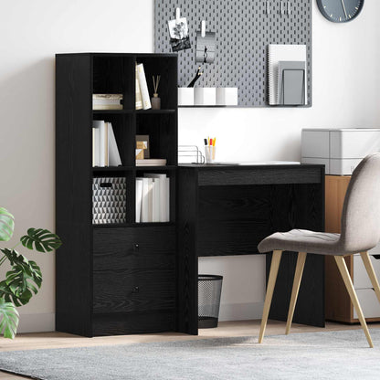Schreibtisch Mit Schubladen Mit Regal 2 Pcs Graues Sonoma