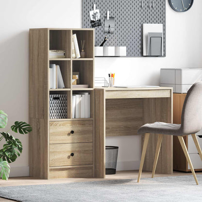 Schreibtisch Mit Schubladen Mit Regal 2 Pcs Graues Sonoma
