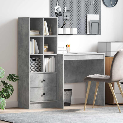 Schreibtisch Mit Schubladen Mit Regal 2 Pcs Graues Sonoma