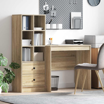 Schreibtisch Mit Schubladen Mit Regal 2 Pcs Graues Sonoma