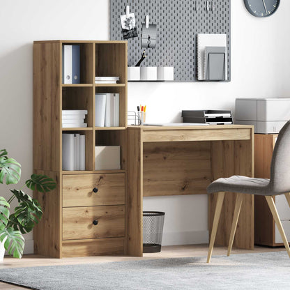Schreibtisch Mit Schubladen Mit Regal 2 Pcs Graues Sonoma