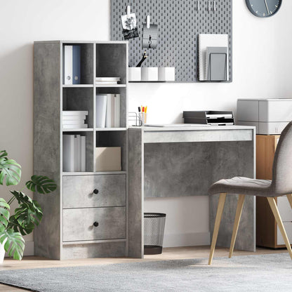 Schreibtisch Mit Schubladen Mit Regal 2 Pcs Graues Sonoma