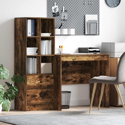 Schreibtisch Mit Schubladen Mit Regal 2 Pcs Graues Sonoma