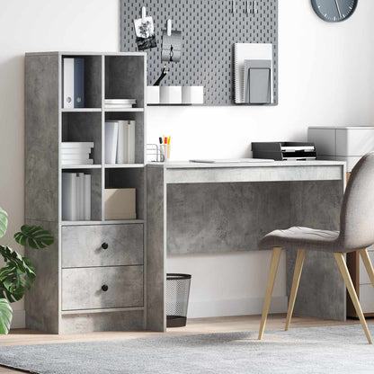 Schreibtisch Mit Schubladen Mit Regal 2 Pcs Graues Sonoma