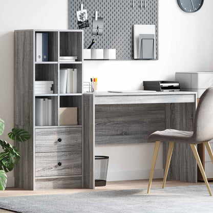 Schreibtisch Mit Schubladen Mit Regal 2 Pcs Graues Sonoma