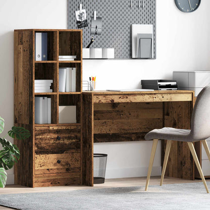 Schreibtisch Mit Schubladen Mit Regal 2 Pcs Graues Sonoma