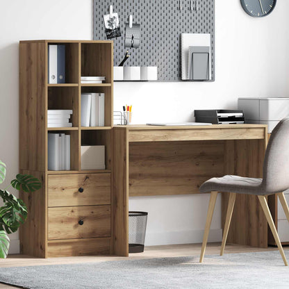 Schreibtisch Mit Schubladen Mit Regal 2 Pcs Graues Sonoma