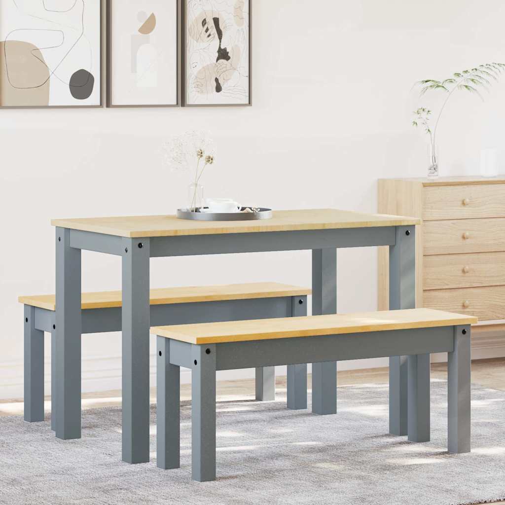 5-Tlg. Essgruppe Panama Massivholz Kiefer Grau