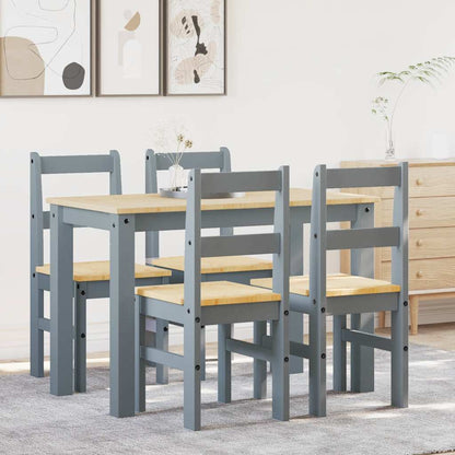 5-Tlg. Essgruppe Panama Massivholz Kiefer Grau